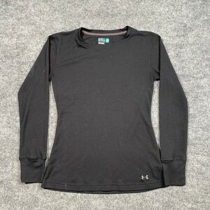 Under Armour Womens Black Waffle Knit Thermal Base Layer Top Size M 1221456